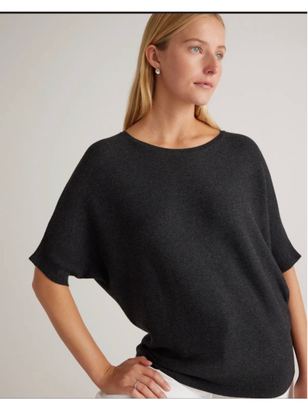 Women's Quince Cotton Cashmere Dolman Sweater Black Size Medium
